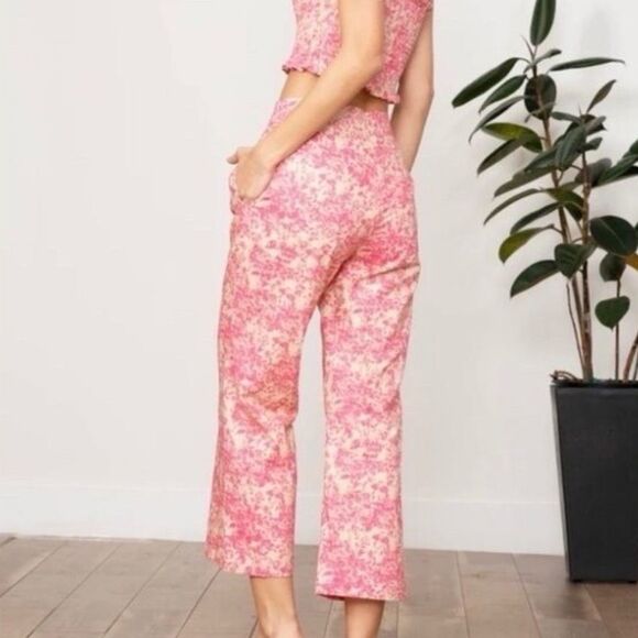 Lucy Paris Kinsey Pink Cream 100% Cotton Ankle Pants Women’s Small - Picture 2 of 11